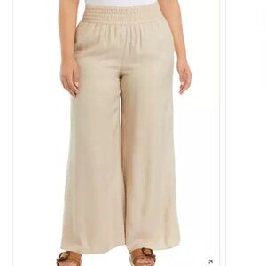 Wonderly Plus Size Linen Like Smocked Swing Pants
